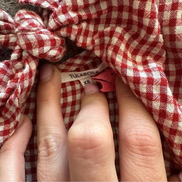 Tularosa Erica Mini Dress Cherry Red White Plaid Gingham XS - Picture 3 of 5